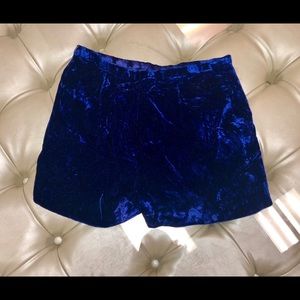 Vintage Velvet High Waisted Shorts Blue